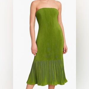 Abercrombie & Fitch Strapless Pleat Release Midi Dress